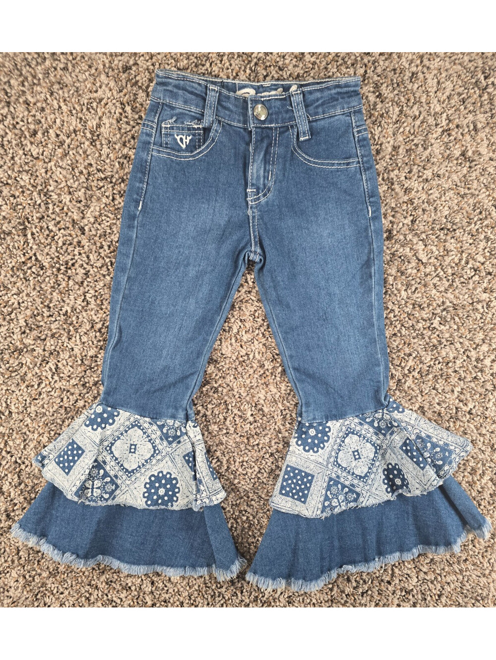 Cowgirl Hardware Size 3T Girls Flare Ruffle Leg Jeans Western Rodeo